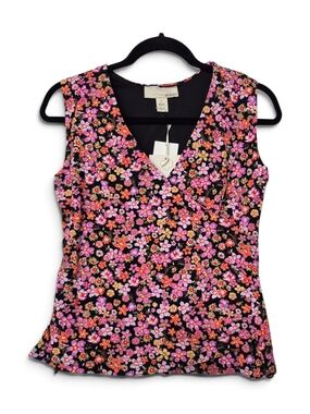By Design NWT sleeveless floral faux-wrap top Small